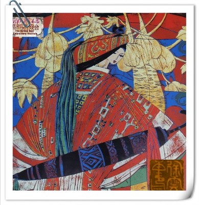 油印木刻版画 《牧羊女之四》藏族The Tibetan Girl < Woodblock Printing>