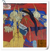 油印木刻版画 《牧羊女之三》蒙古族
